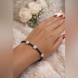 Twisted Wire 3 Pave Raised Magnetic Cuff bracelet